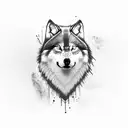half dead wolf tattoo design idea