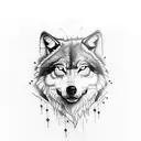 half dead wolf tattoo design idea