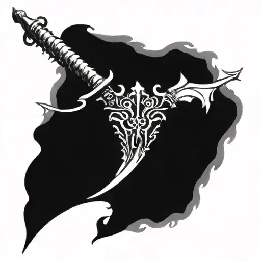 a dragon dagger stuck in a bleeding heart tattoo design idea