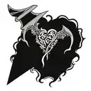 a dragon dagger stuck in a bleeding heart tattoo design idea