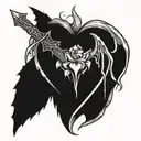 a dragon dagger stuck in a bleeding heart tattoo design idea