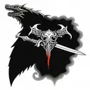 a dragon dagger stuck in a bleeding heart tattoo design idea