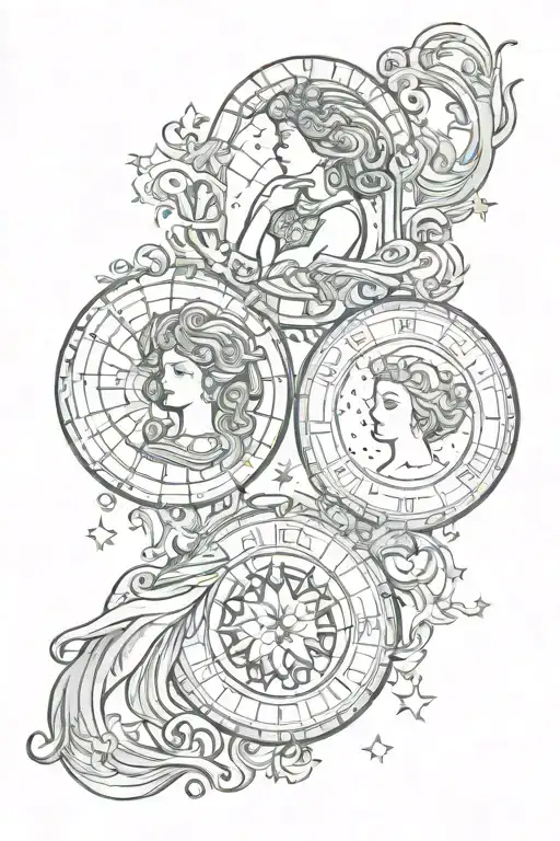 Aquarius libra virgo zodiac sign tattoo design idea