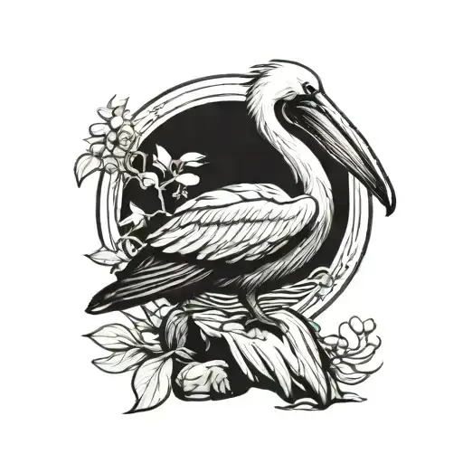 pelican sitting tattoo design idea