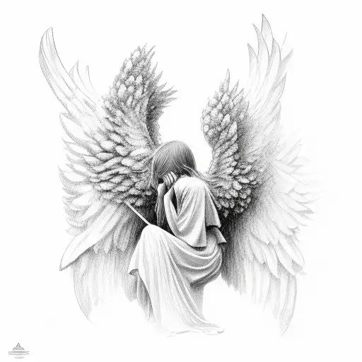 crying angel tattoo design idea