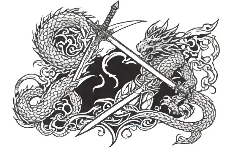 Sword Dragon Slayer tattoo design idea