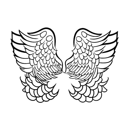 A subtle design of angel wings with a guinea pig peeking out from behind a cloud tattoo design idea