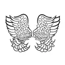 A subtle design of angel wings with a guinea pig peeking out from behind a cloud tattoo design idea
