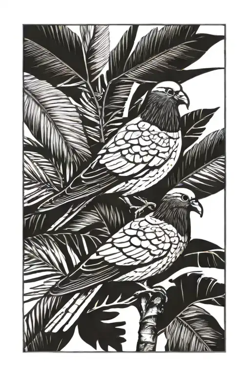 pigeon carring palm leaf tattoo design idea