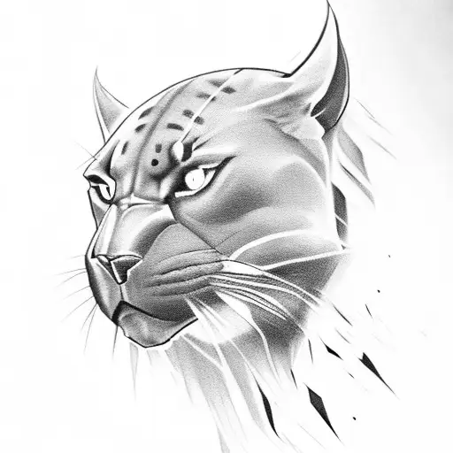 black panther head with roses  tattoo design idea