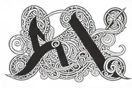 A tattoo design featuring a Metis cultural symbol intertwined with water elements to represent swimming tattoo design idea
