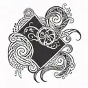 A tattoo design featuring a Metis cultural symbol intertwined with water elements to represent swimming tattoo design idea