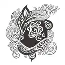 A tattoo design featuring a Metis cultural symbol intertwined with water elements to represent swimming tattoo design idea