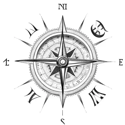 clock and compass  tattoo design idea