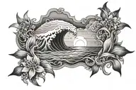 ocean sunrise tattoo design idea