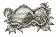 ocean sunrise tattoo design idea