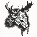 stag skull sleeve tattoo design idea