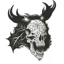 stag skull sleeve tattoo design idea