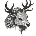 stag skull sleeve tattoo design idea