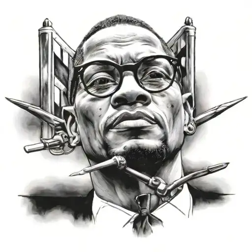 Malcolm X putting on the killmonger mask tattoo design idea