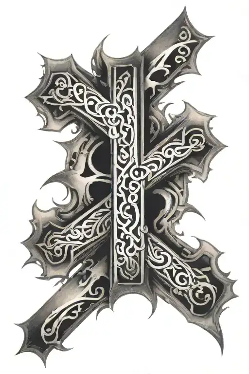 word cross tattoo design idea