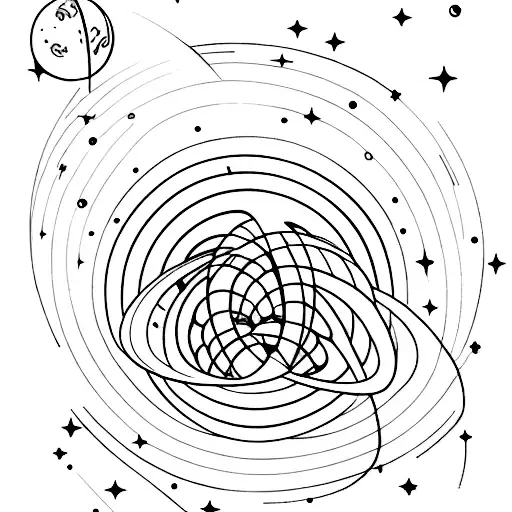 saturn and mars in a galaxy with stars  tattoo design idea