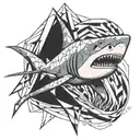 shark emerging tattoo design idea