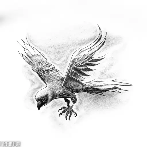 zombie crow flying tattoo design idea