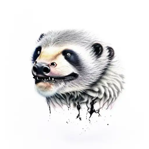 angry honey badger skull from the front tattoo design idea