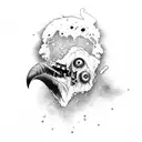 zombie crow flying tattoo design idea