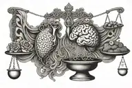 Weighing the heart and brain on the scales balancing life tattoo design idea