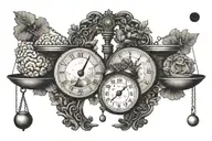 Weighing the heart and brain on the scales balancing life tattoo design idea