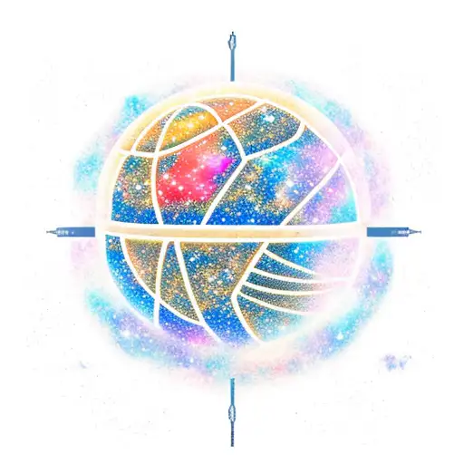 A galaxy-themed basketball court with stars as players tattoo design idea