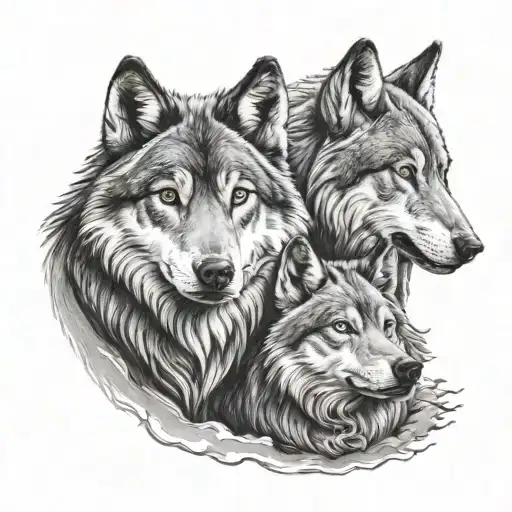 two wolves father and son tattoo design idea