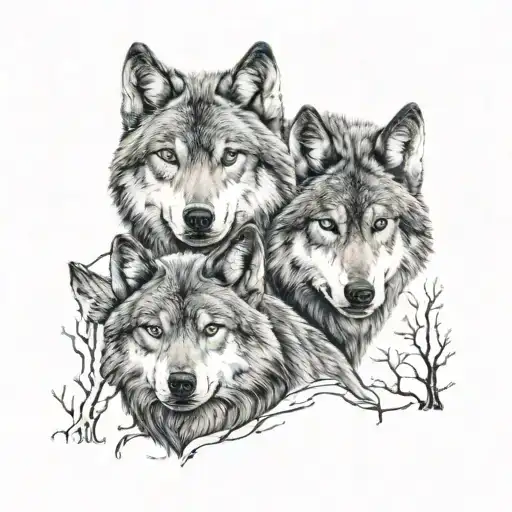 two wolves father and son tattoo design idea