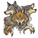 two wolves tattoo design idea