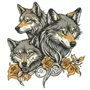two wolves tattoo design idea