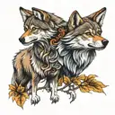 two wolves tattoo design idea