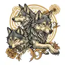 two wolves tattoo design idea