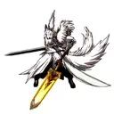 wolf, sword, wings tattoo design idea