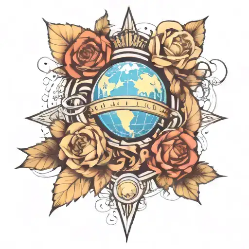 planet represent royalty crest heraldry crown tattoo design idea