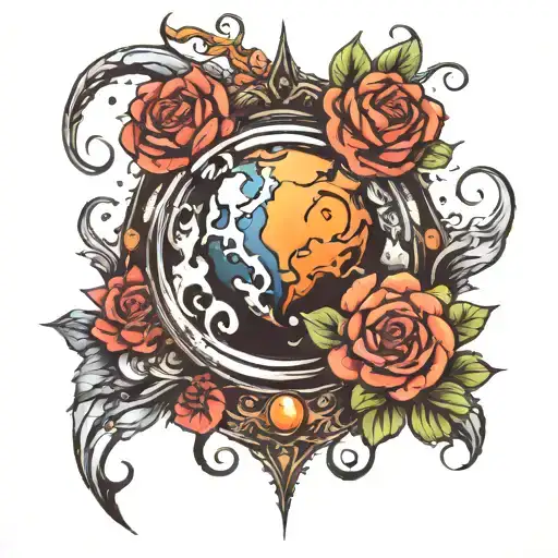 planet represent royalty tattoo design idea