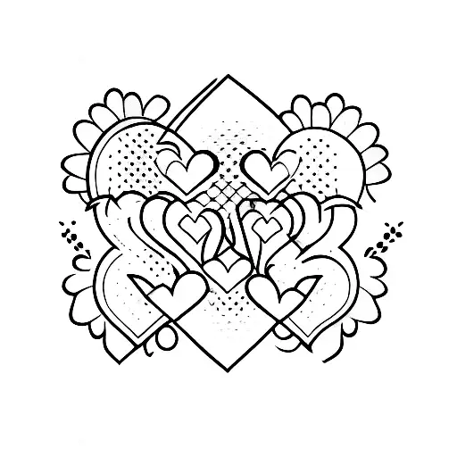 4 heart tattoo design idea