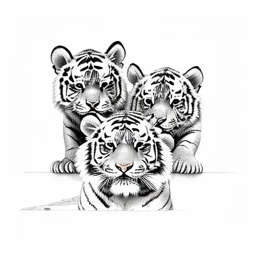 tiger with cubs  tattoo design idea