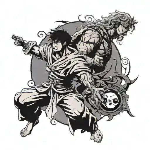 beserk manga character ying yang guts and griffith tattoo design idea
