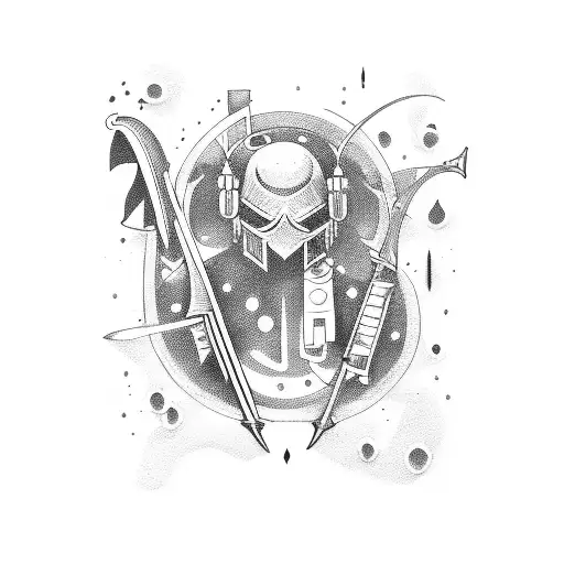 music and swords tattoo design idea