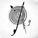 music notes and swords tattoo design idea