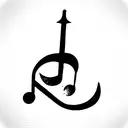 music notes and swords tattoo design idea