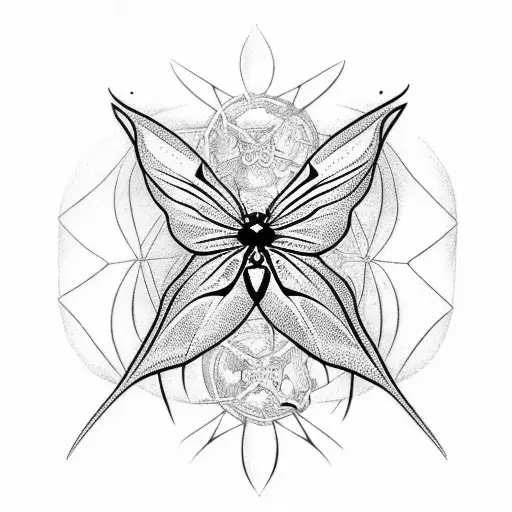 tribal butterfly with spider web inside its wings tattoo design idea