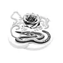 Snake with a knife and roses tattoo design idea